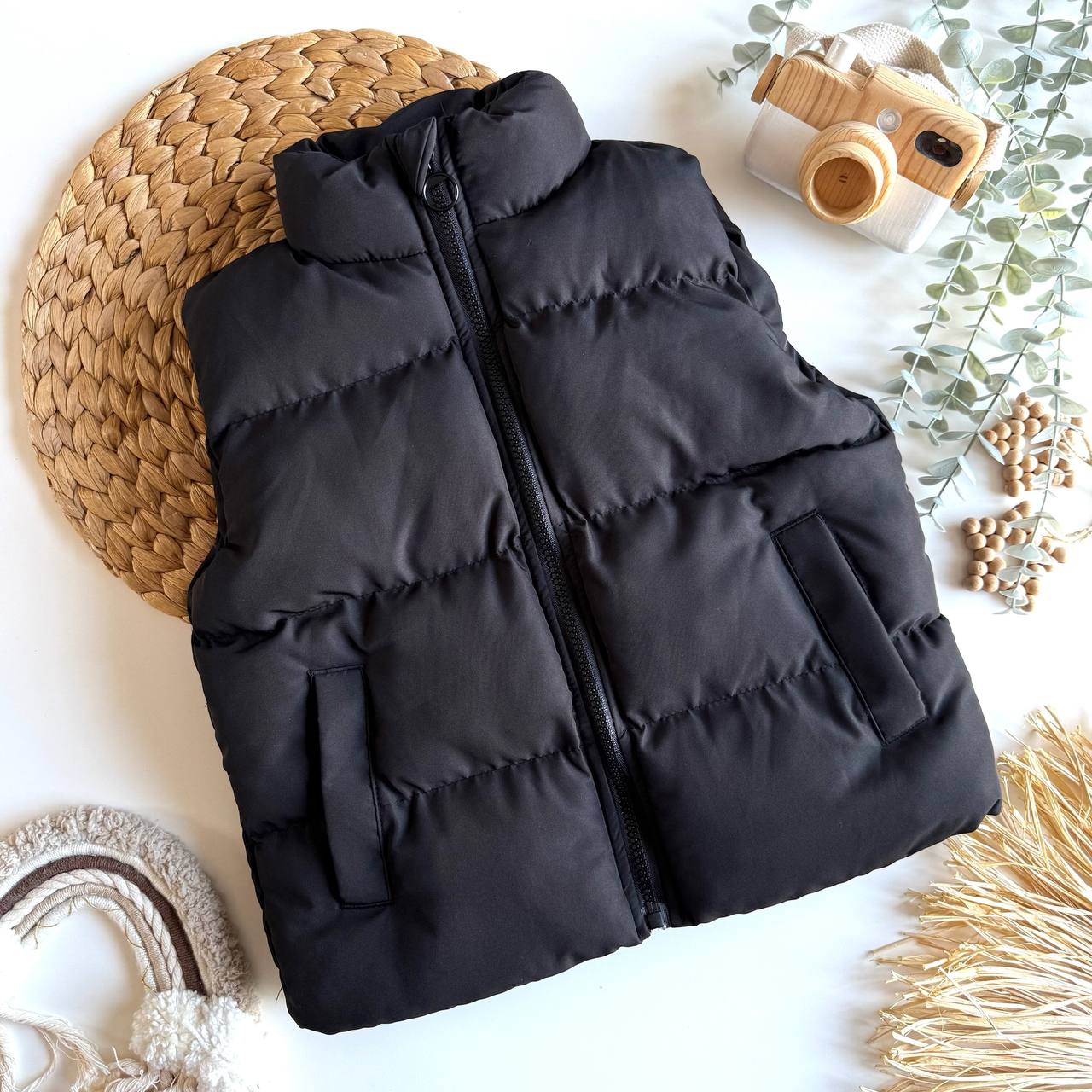 Siyah Unisex Su Geçirmez Kumaş Şişme Yelek