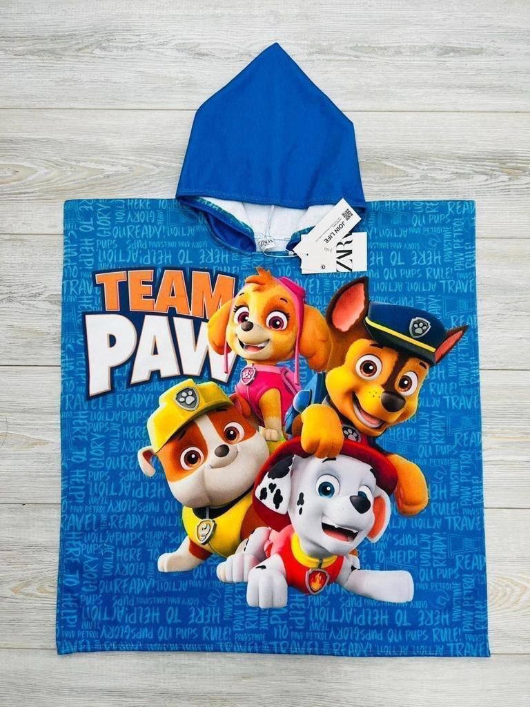 Paw Patrol Lisanslı Kapüşonlu Çocuk Deniz Pançosu – Team Paw
