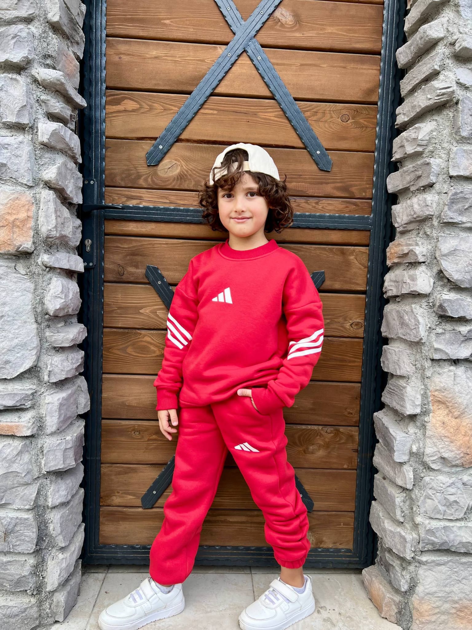 Unisex Kırmızı 3 İplik Polarlı Eşorfman Takım