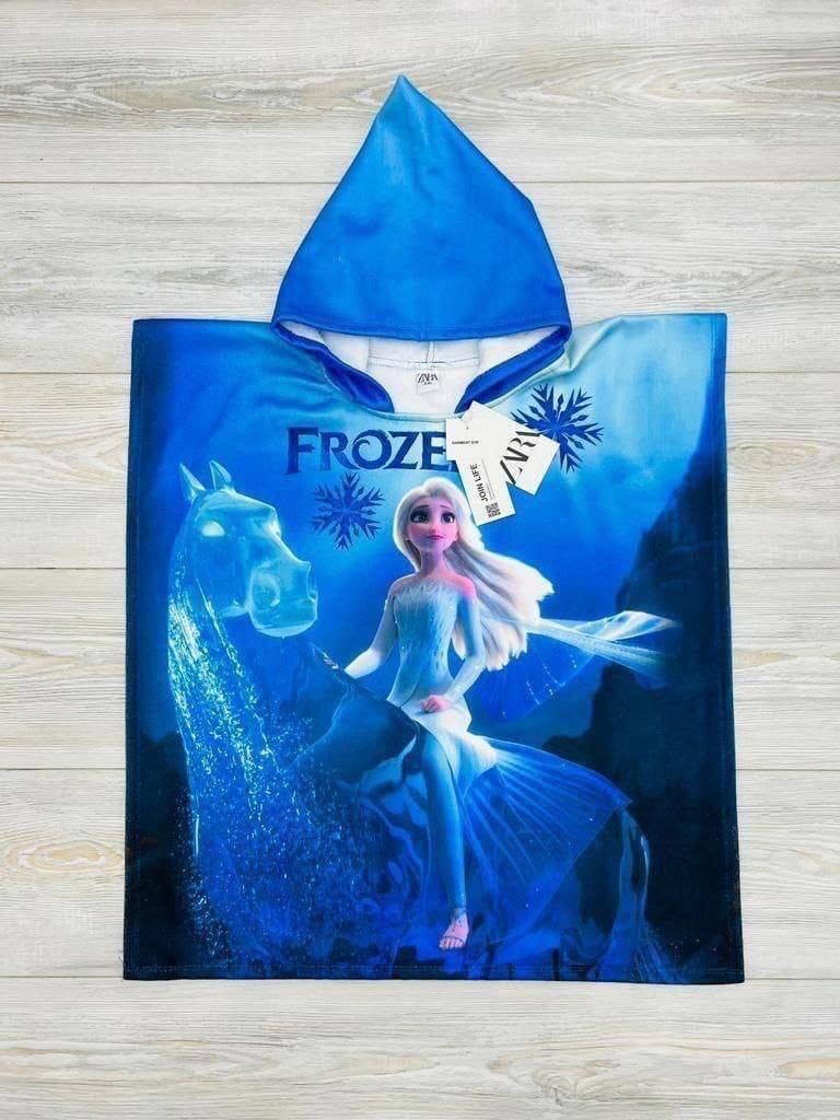 Frozen Desenli Kapüşonlu Çocuk Deniz Pançosu