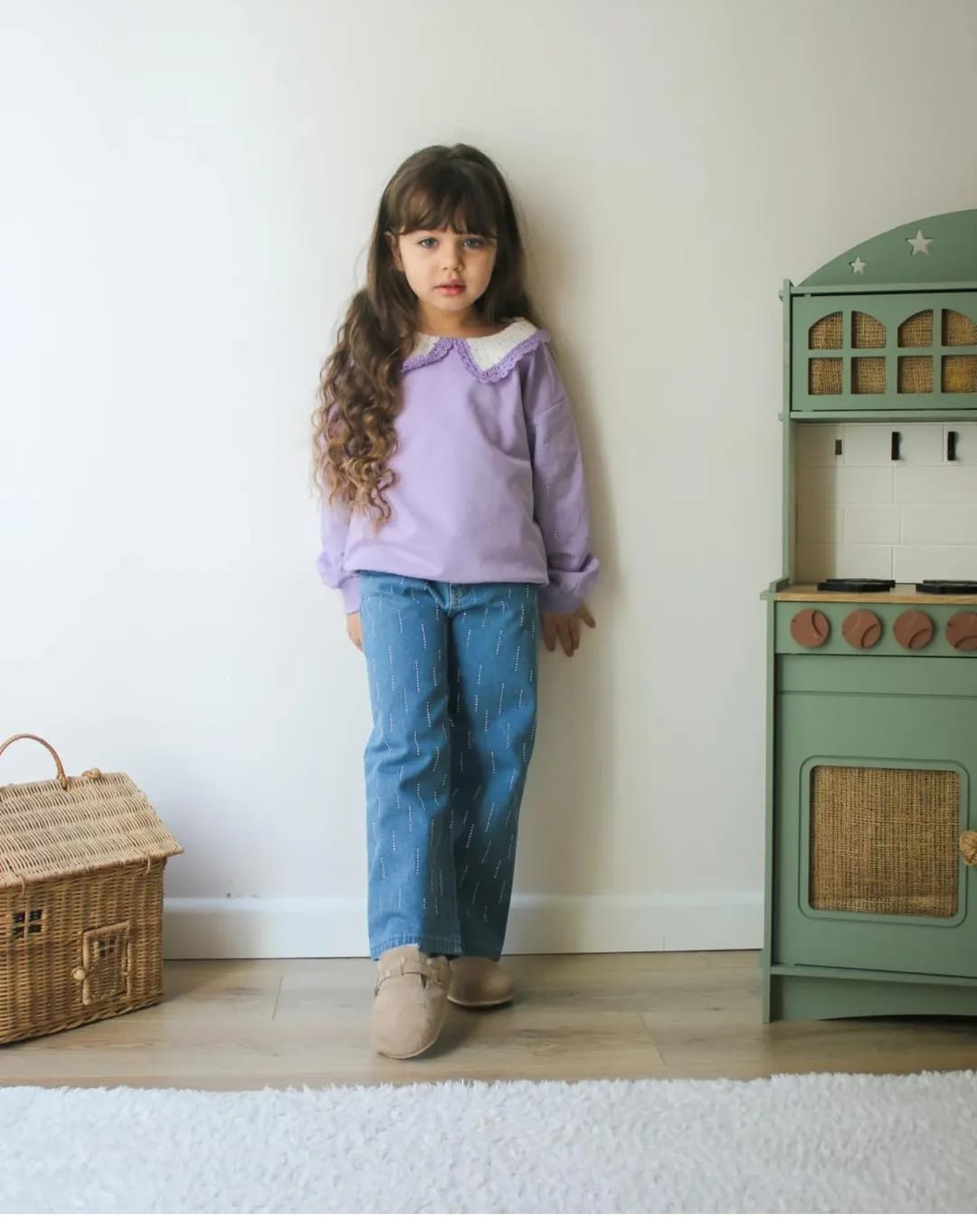 Lila 2 İplik Sweatshirt ve Kot Pantolon Takım