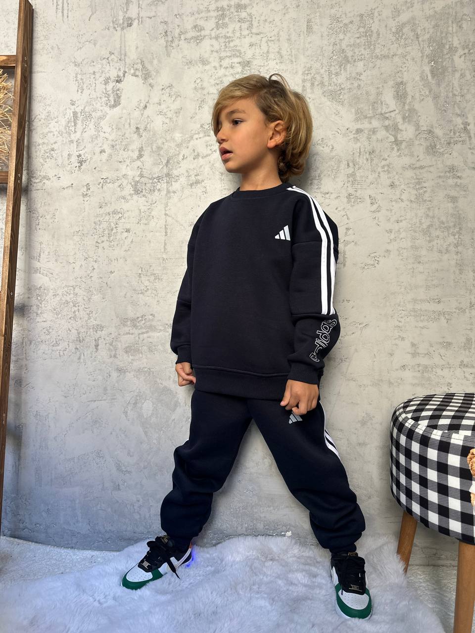 Unisex Çocuk 3 İplik Polarlı Takım-Koyu Lacivert