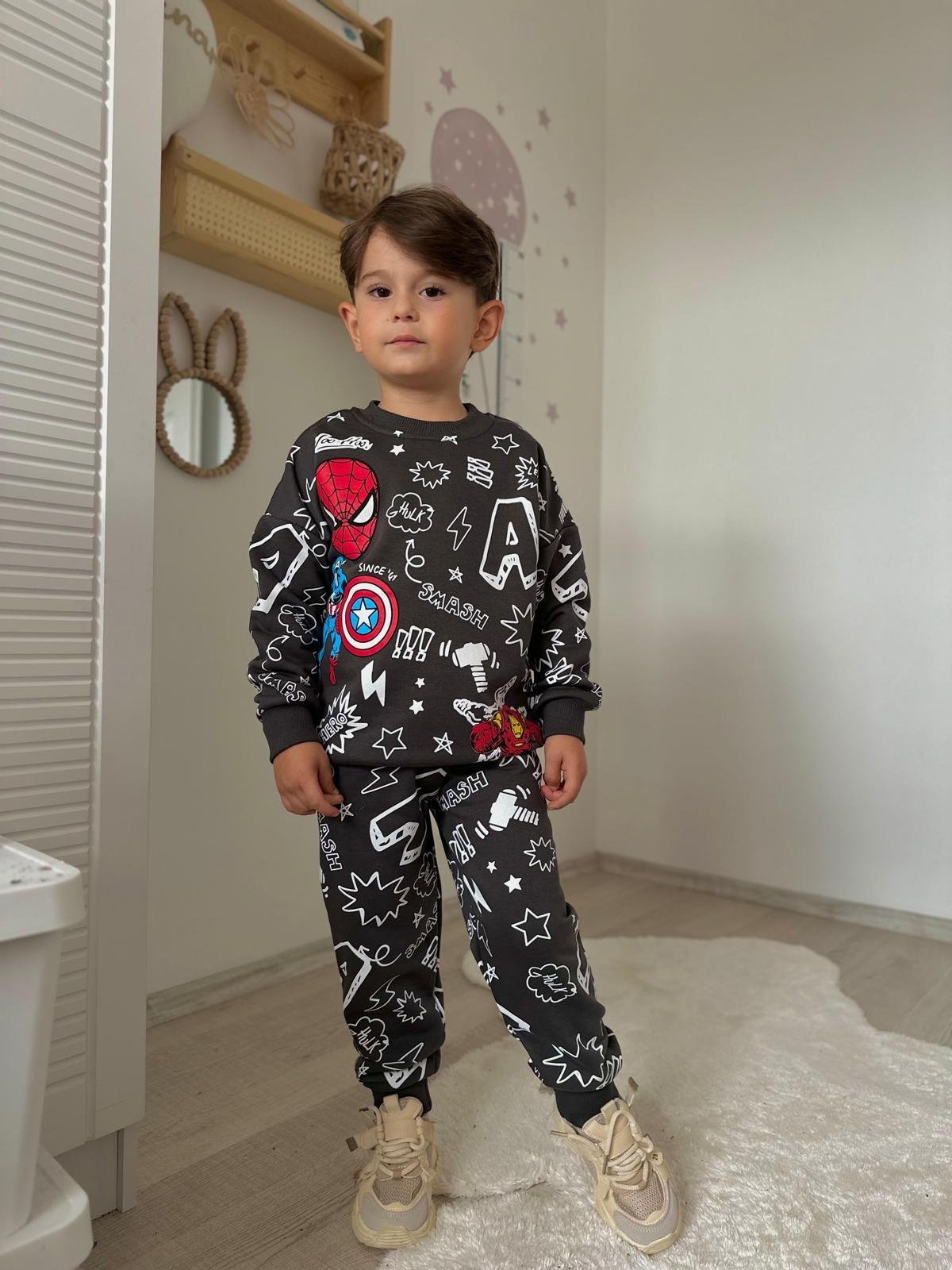 Örümcek Adam 3 İplik Sweatshirt ve Eşorfman Takım