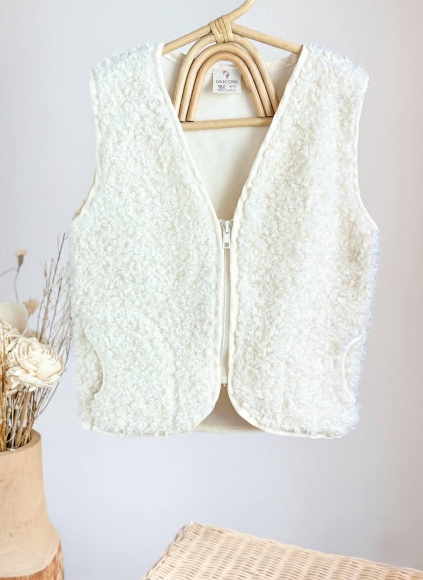 Unisex Çocuk Yelek-Ekru