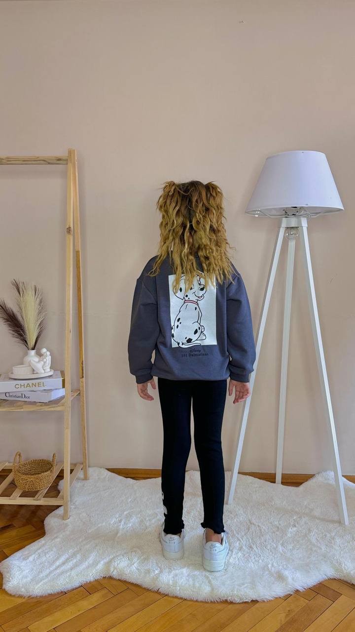 Antrasit Gri Dalmaçyalı 3 İplik Sweatshirt ve Taytlı Takım