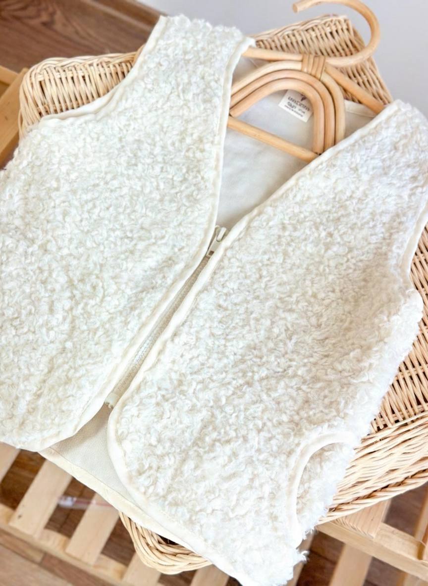 Unisex Çocuk Yelek-Ekru