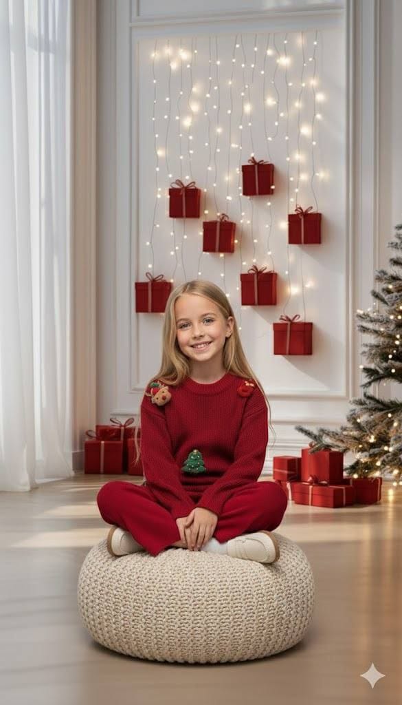 Kırmızı Yılbaşı Temalı Triko Takım