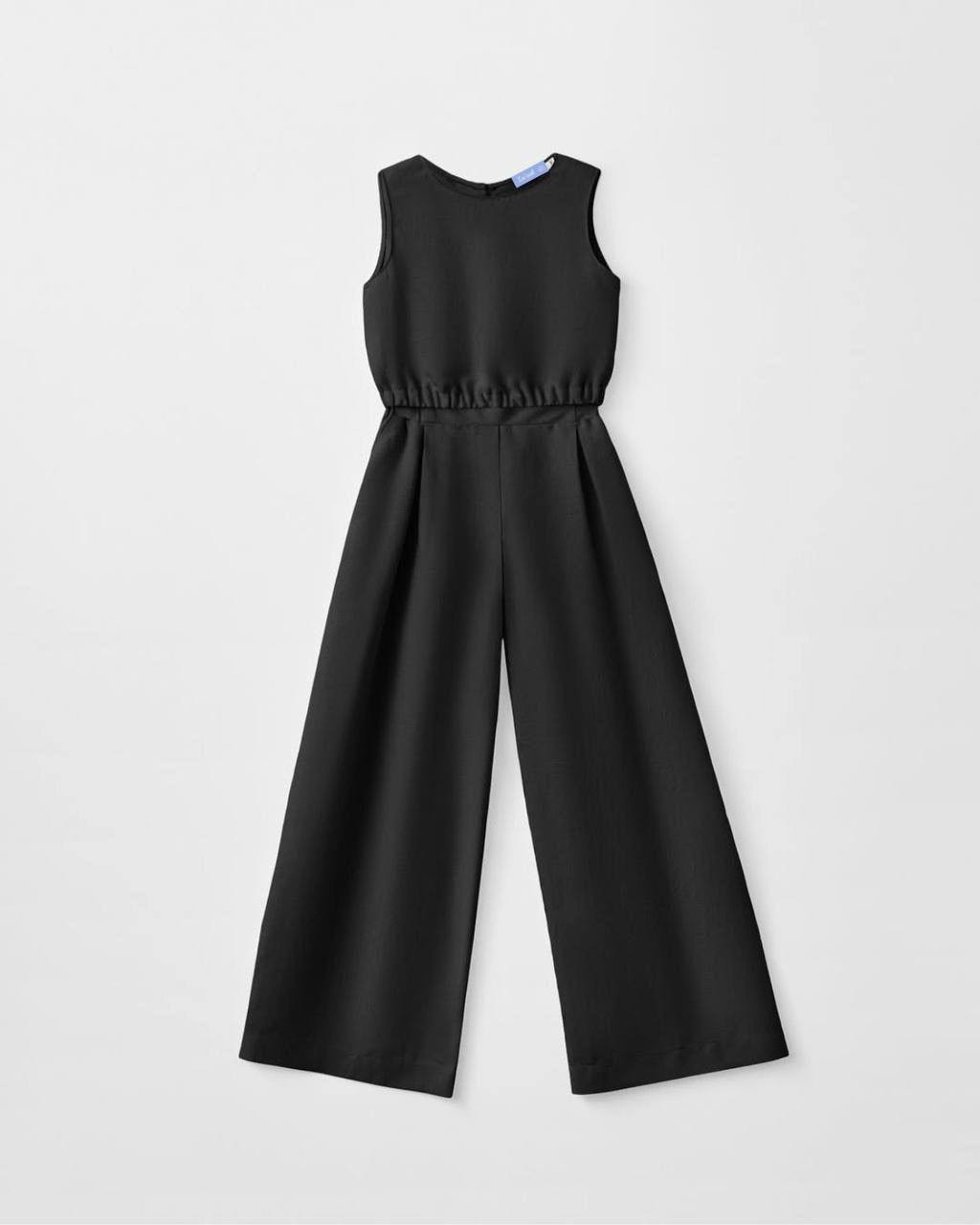 %100 Keten Siyah Crop Takım