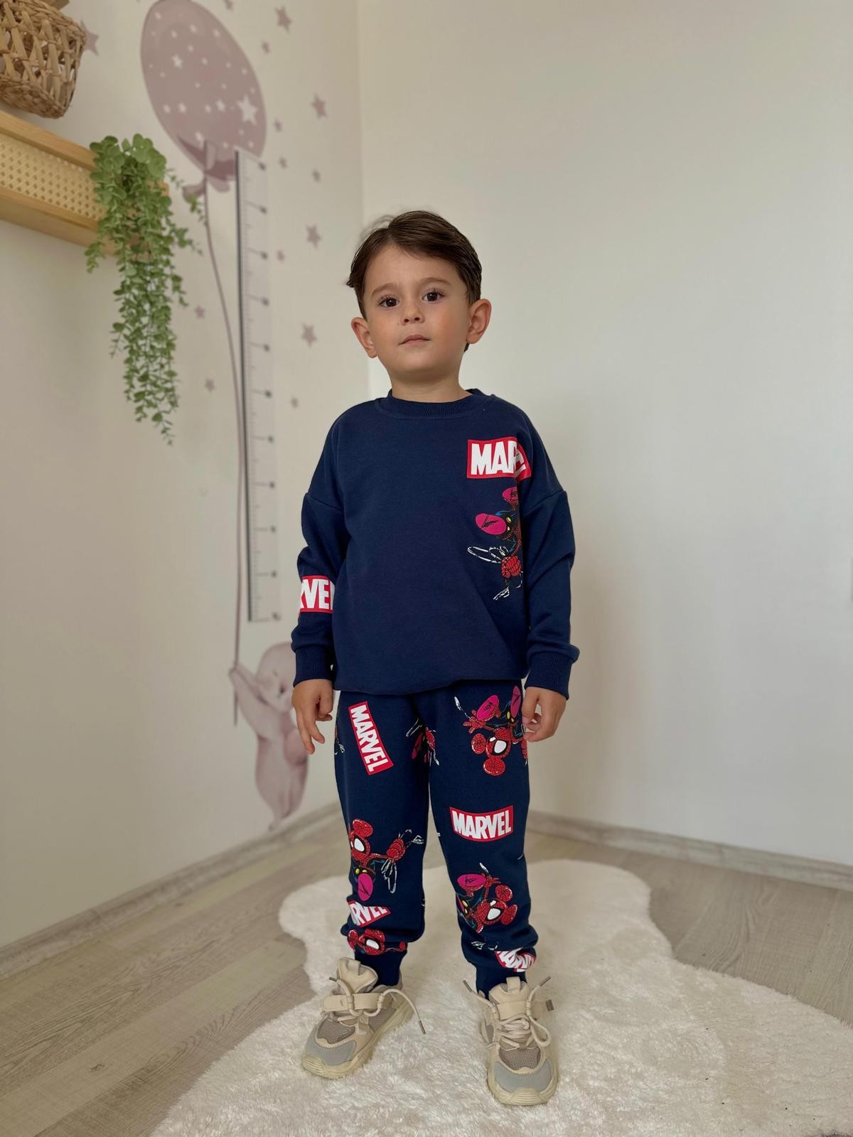 Marvel 3 İplik Sweatshirt ve Eşorfman Takım