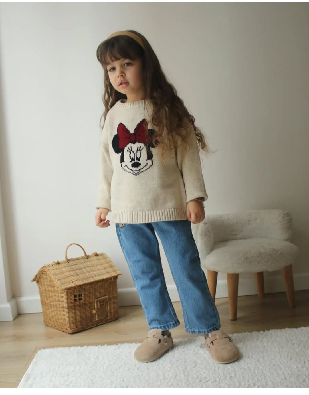 Minnie Mouse Triko Kazak ve Kot Pantolon Takım