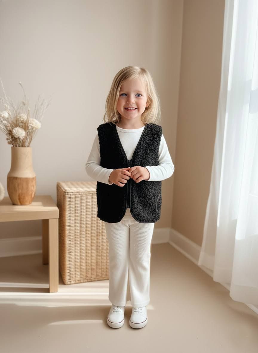 Unisex Çocuk Yelek-Siyah