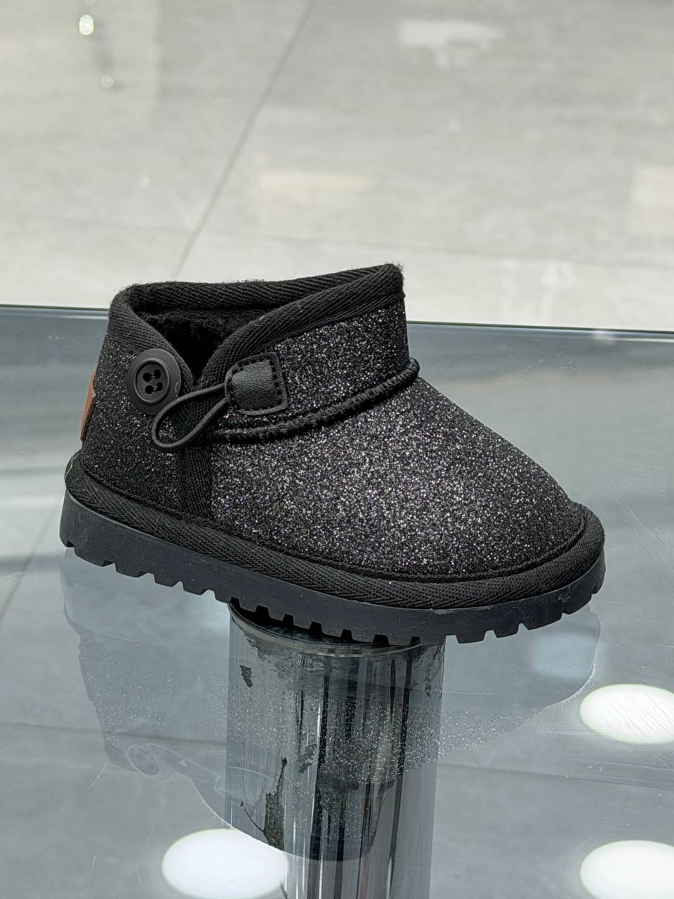 Siyah Simli İçi Tüylü Çocuk Botu-Bir Numara Büyük Tercih Ediniz