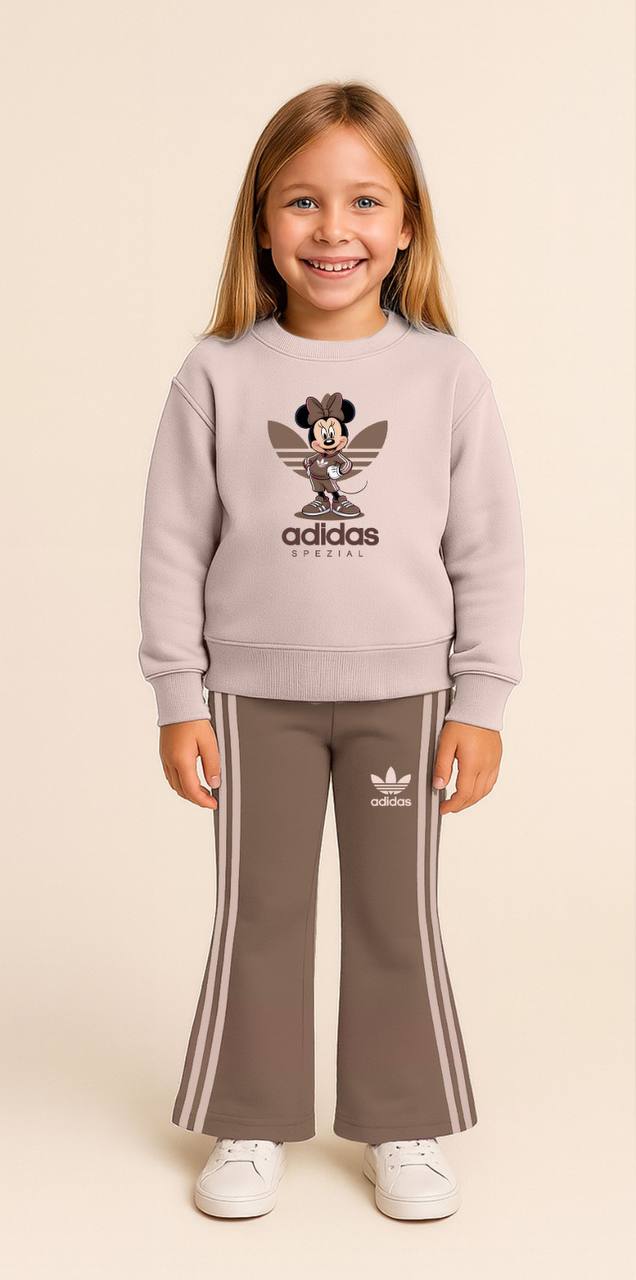 Kız Çocuk 3 İplik Sweatshirt ve İspanyol Paça Taytlı Takım