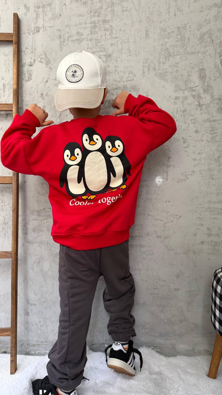 Penguen Desenli 3 İplik Eşorfman Takım