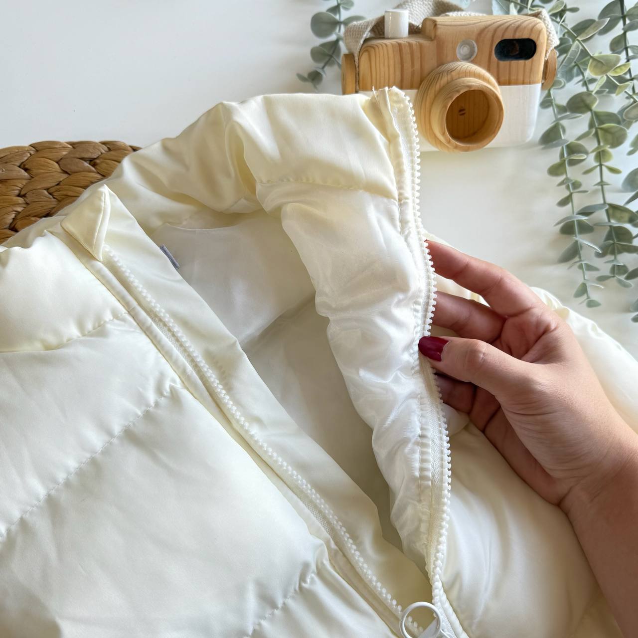 Krem Unisex Su Geçirmez Kumaş Şişme Yelek
