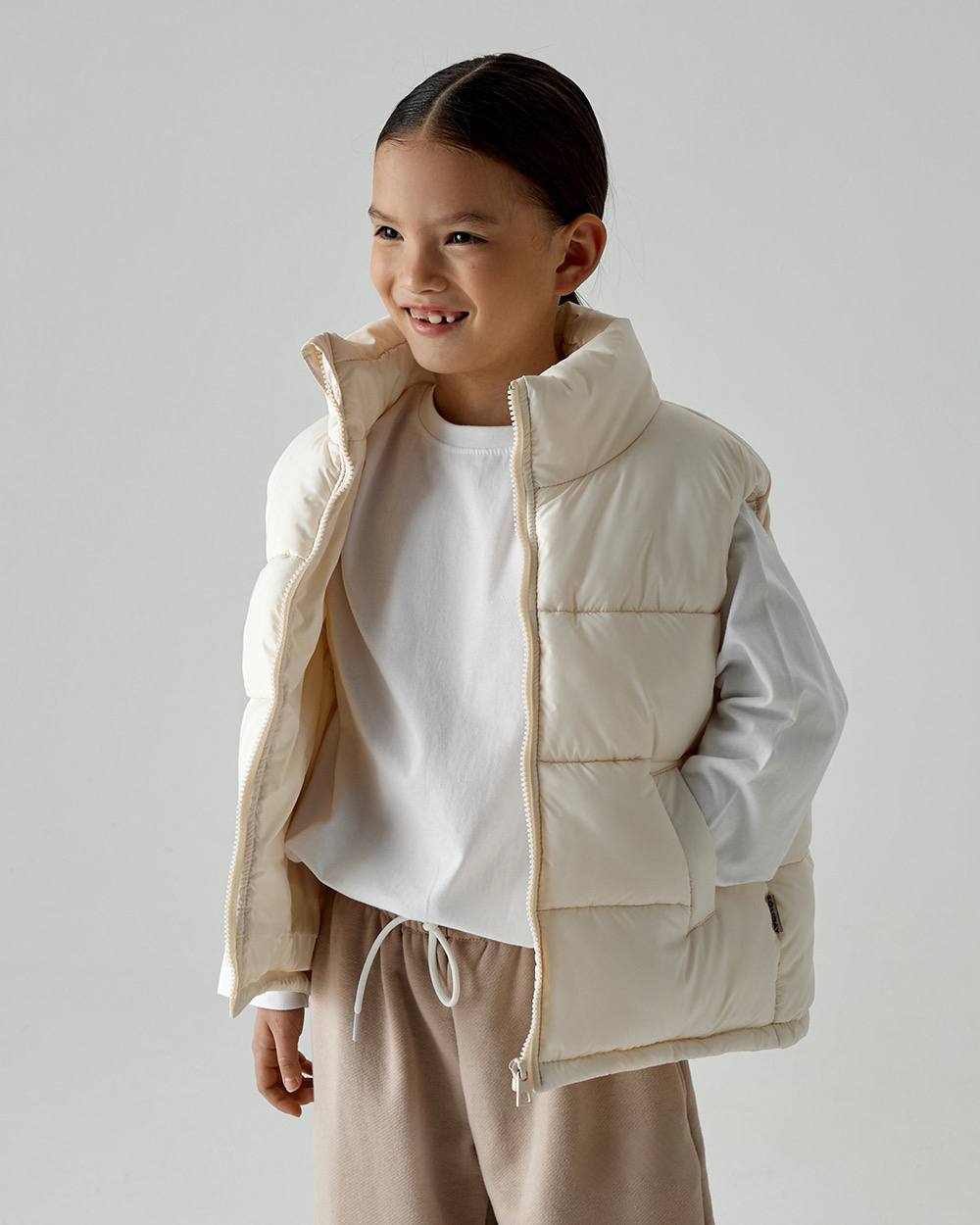 Krem Unisex Su Geçirmez Kumaş Şişme Yelek