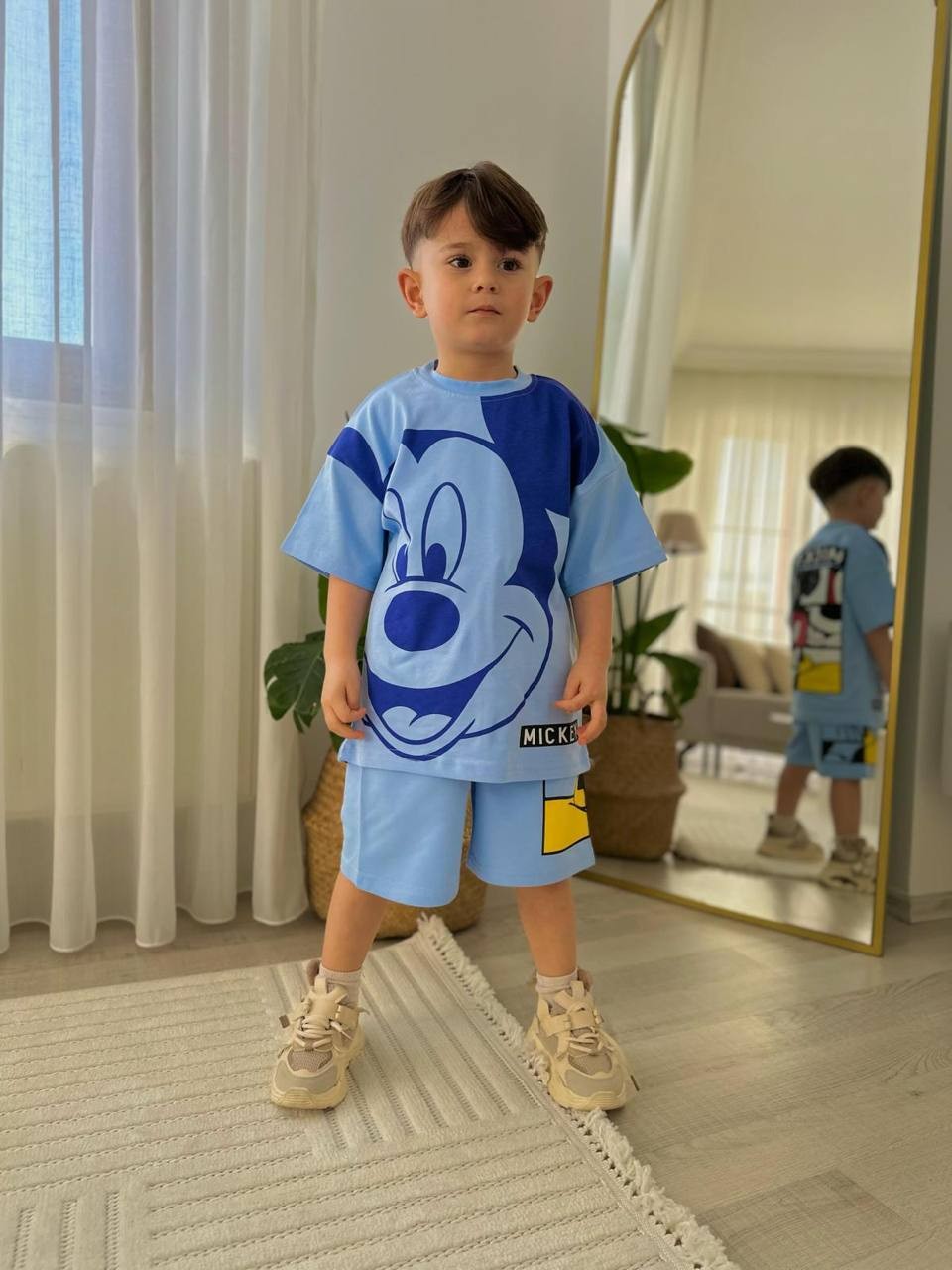 Mavi Mickey Tişört ve Şortlu Takım