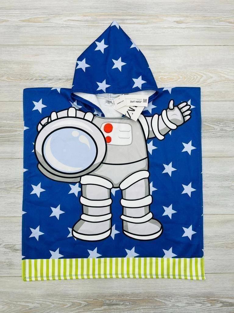 Astronot Desenli Kapşonlu Çocuk Panço Havlu