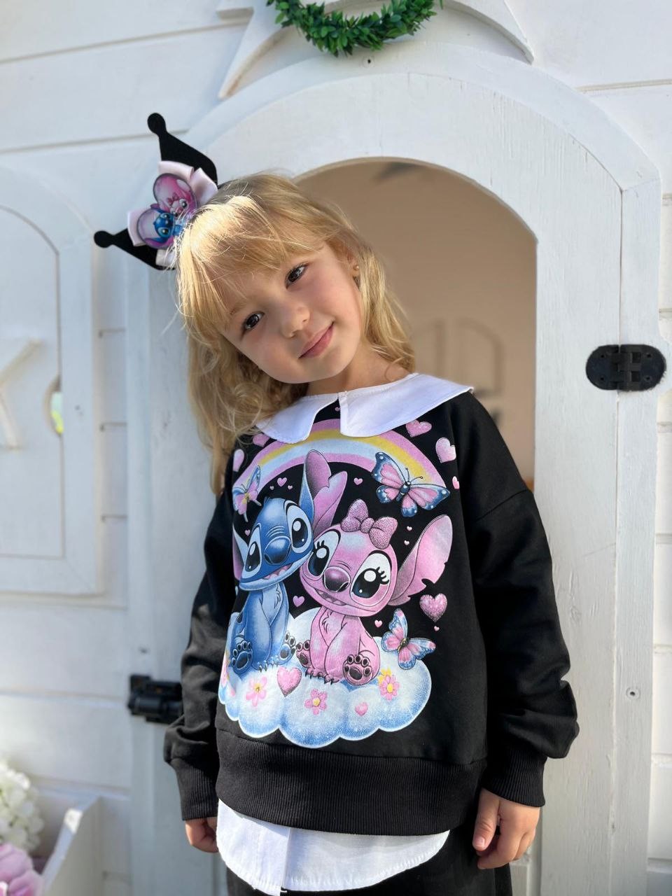 Siyah Stitch 2 İplik Sweatshirt ve Bol Paça Takım-Taç Hediyeli