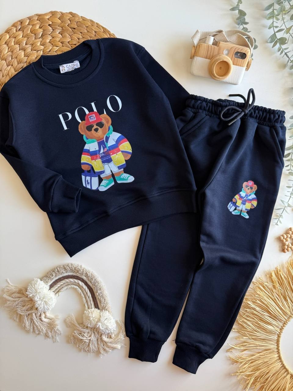 Marka Teddy Bear 3 İplik Sweatshirt ve Eşorfman Takım-Lacivert