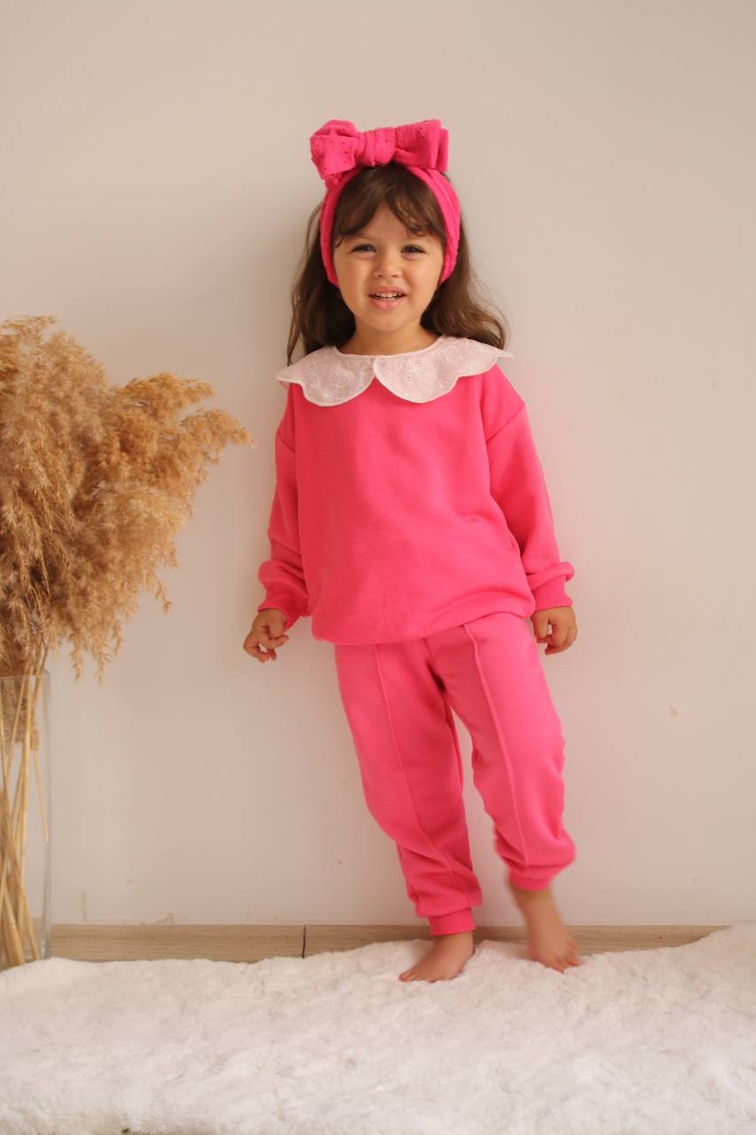 Fusya Yakalı 3 İplik Sweatshirt ve Eşorfman Takım
