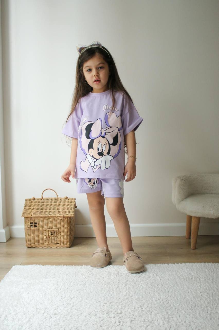 Minnie Mouse Tişört ve Şortlu Takım-Lila