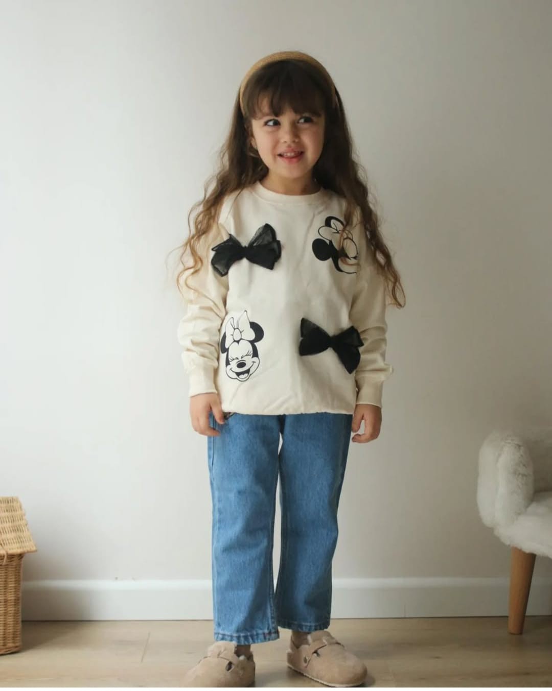 Minnie Mouse 2 İplik Sweatshirt ve Kot Pantolon Takım