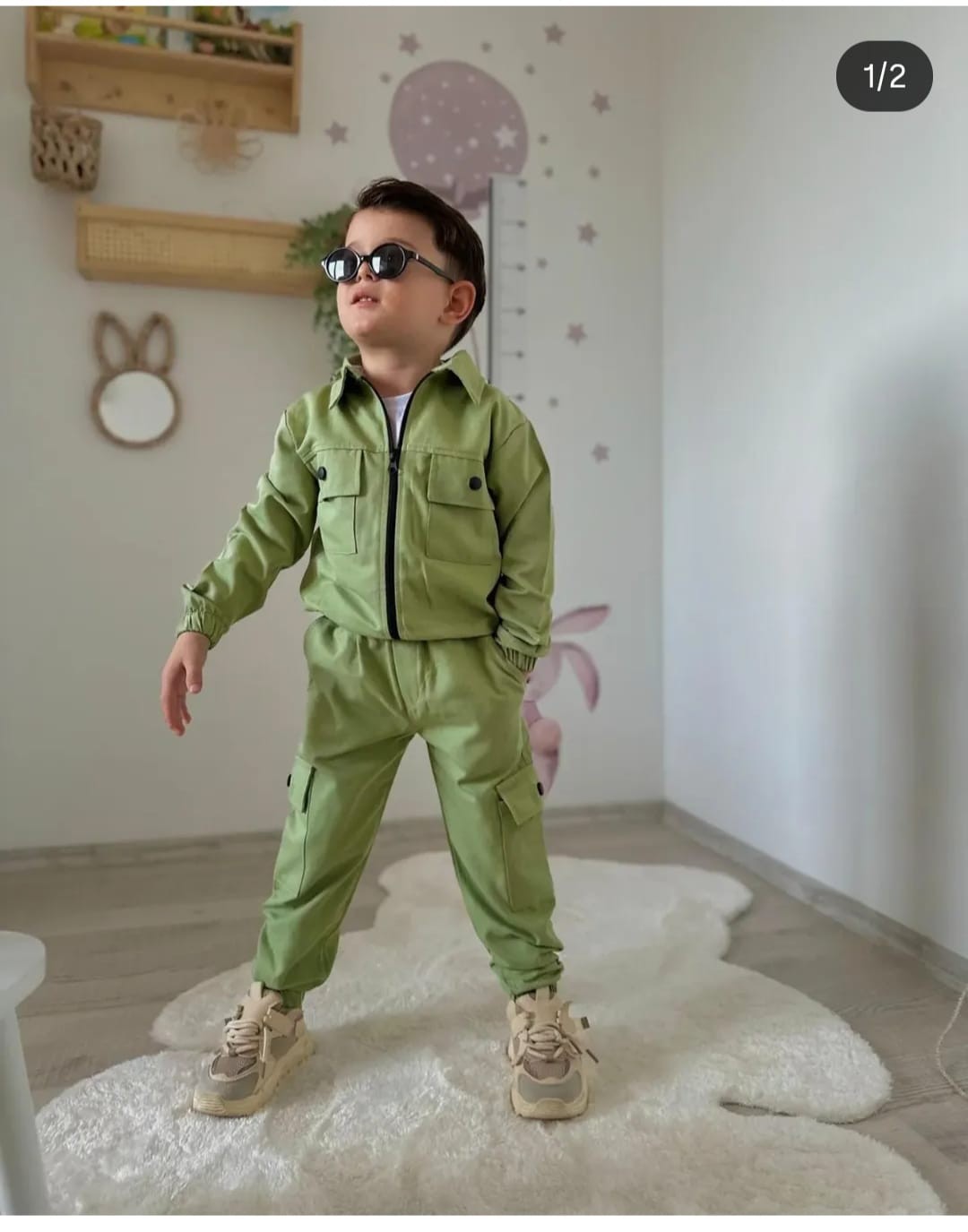 Yeşil Gabardin Kumaş 3 Lü Takım