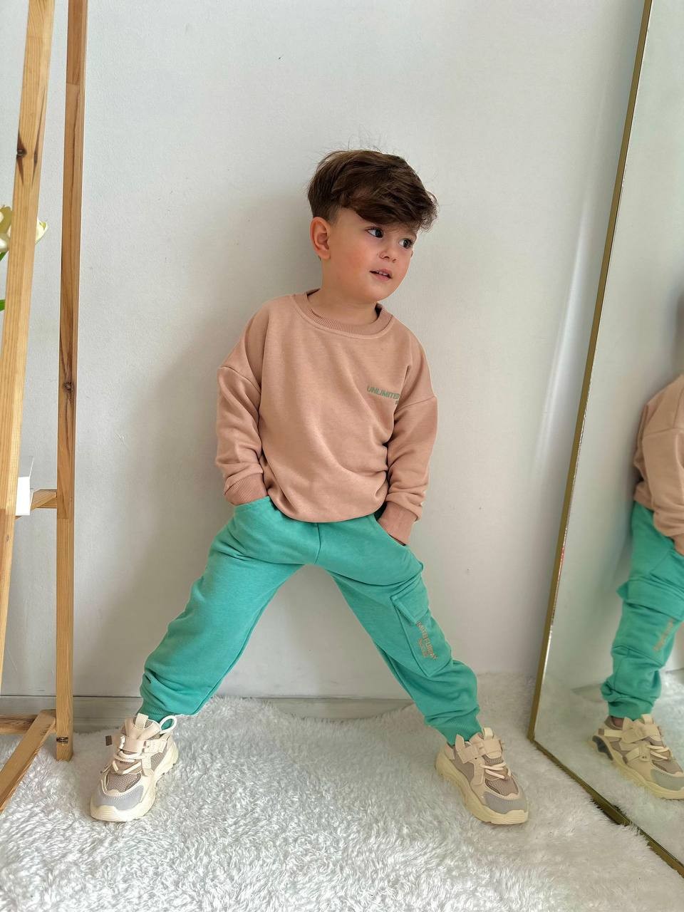 Kahverengi Sade 3 İplik Sweatshirt ve Eşorfman Takım