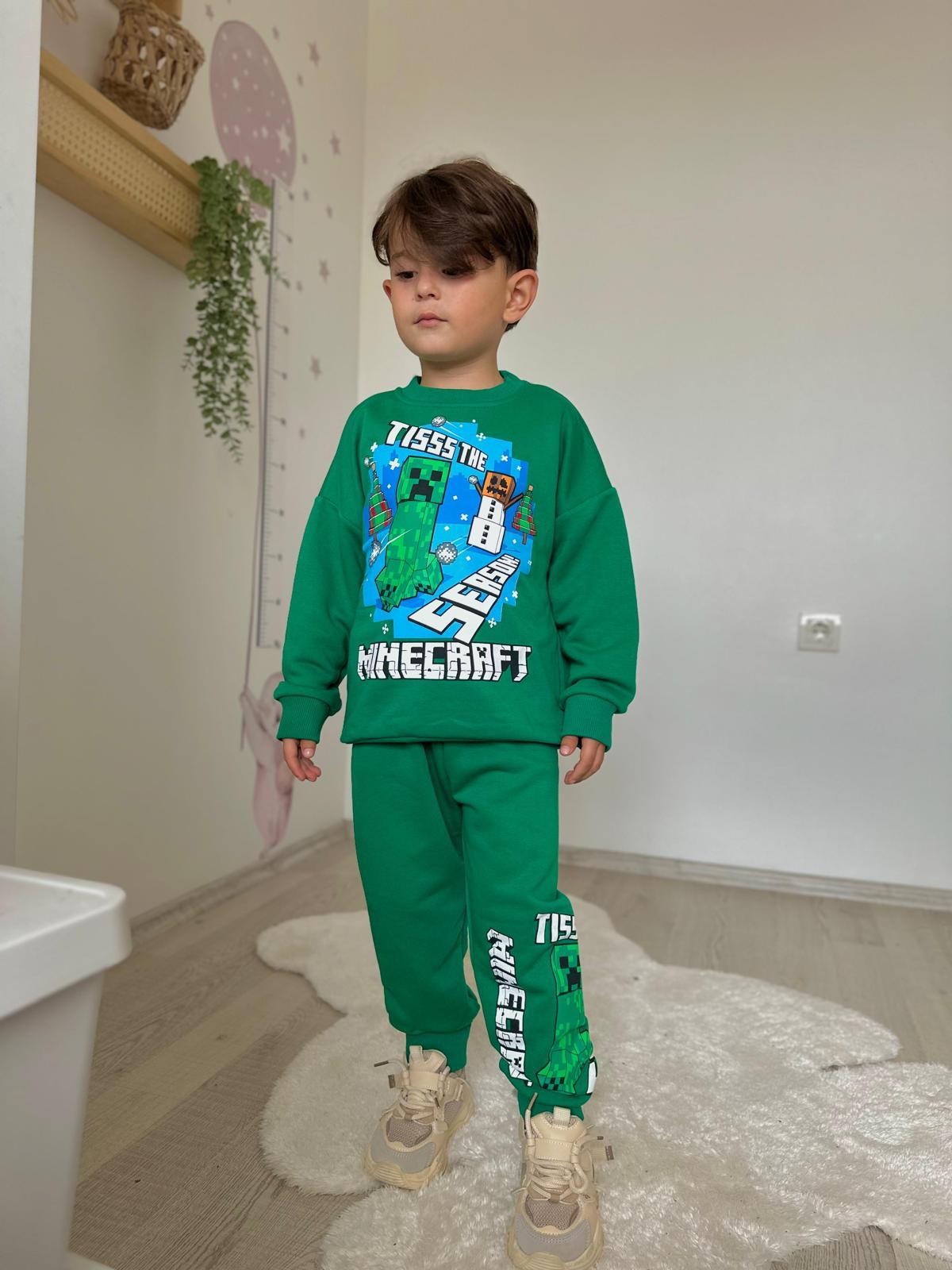 Minecraft 3 İplik sweatshirt ve Eşorfman Takım