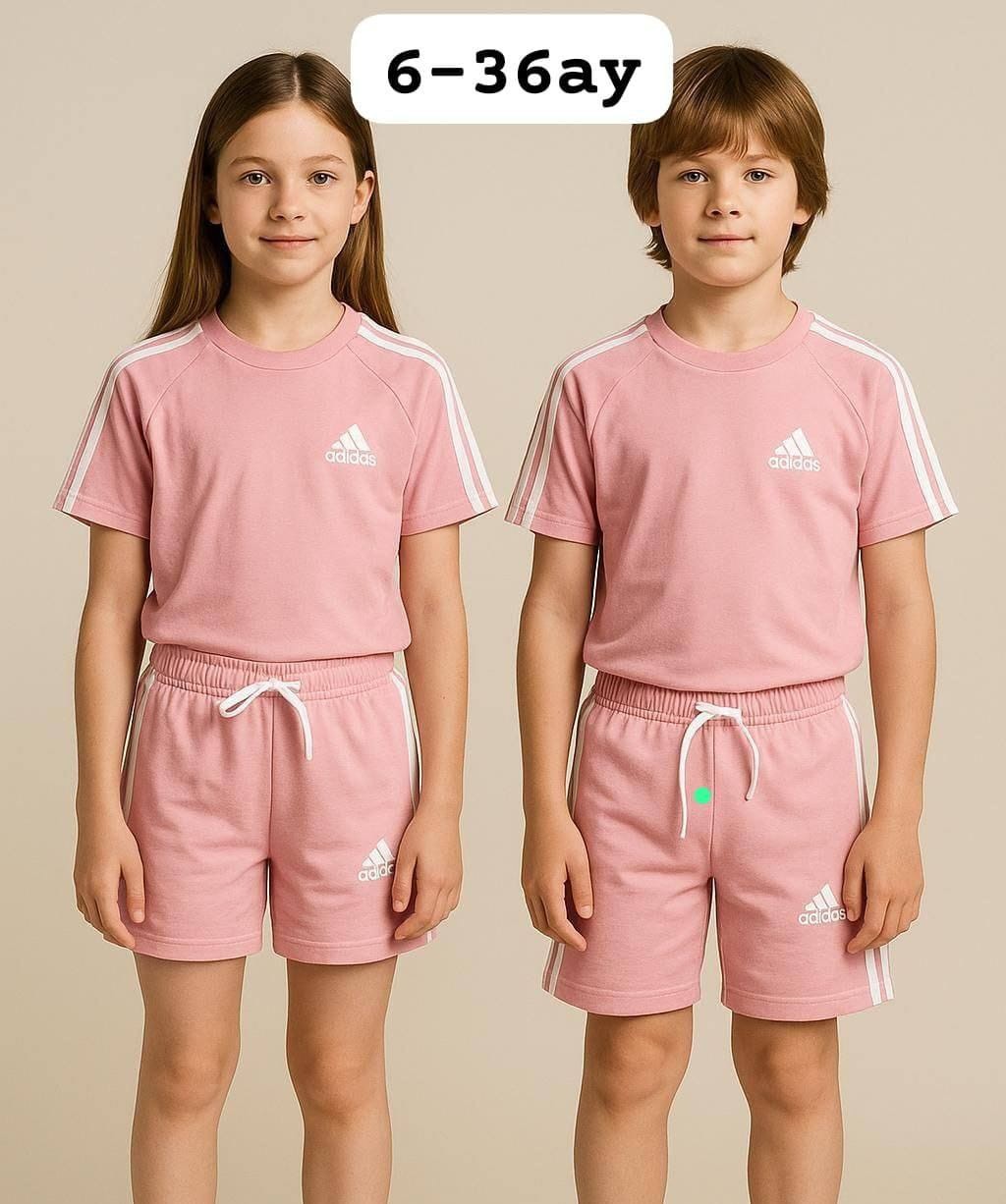 Marka Tişört ve Şortlu Takım-Pembe