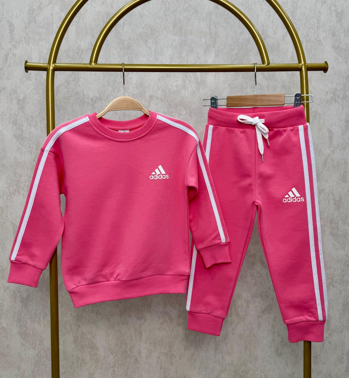 Kız Çocuk 3 İplik Eşorfman Takım-Pembe