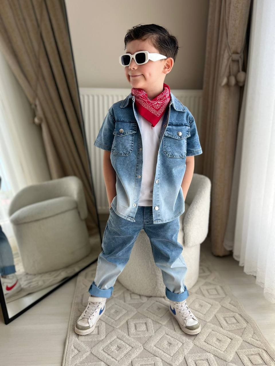 Erkek Çocuk Denim Kombin Seti (3 Parça)