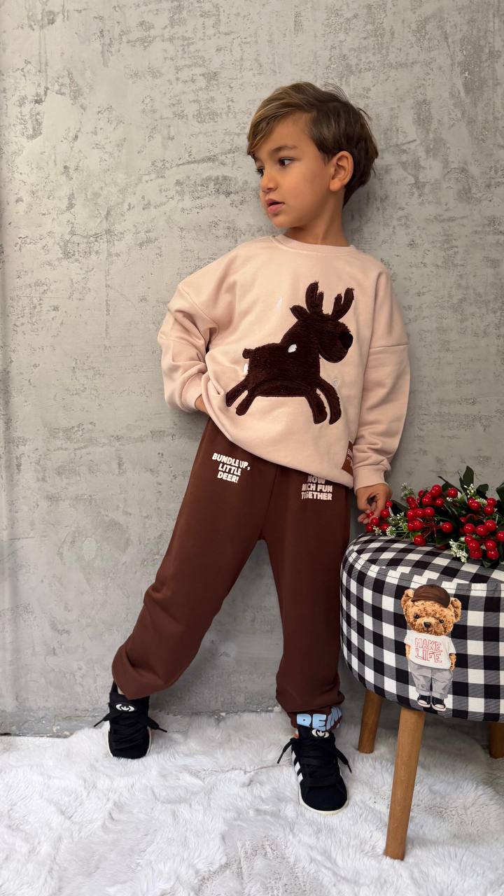 Geyik Desenli Unisex Eşorfman Takım