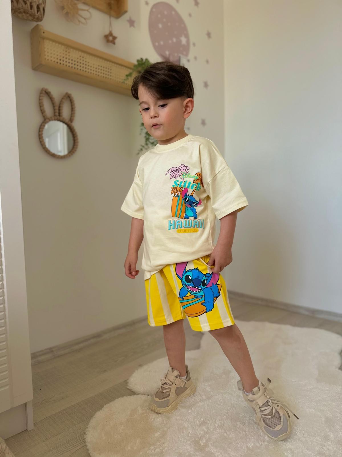 Disney Stitch Baskılı Çocuk Takım - Hawaii Temalı