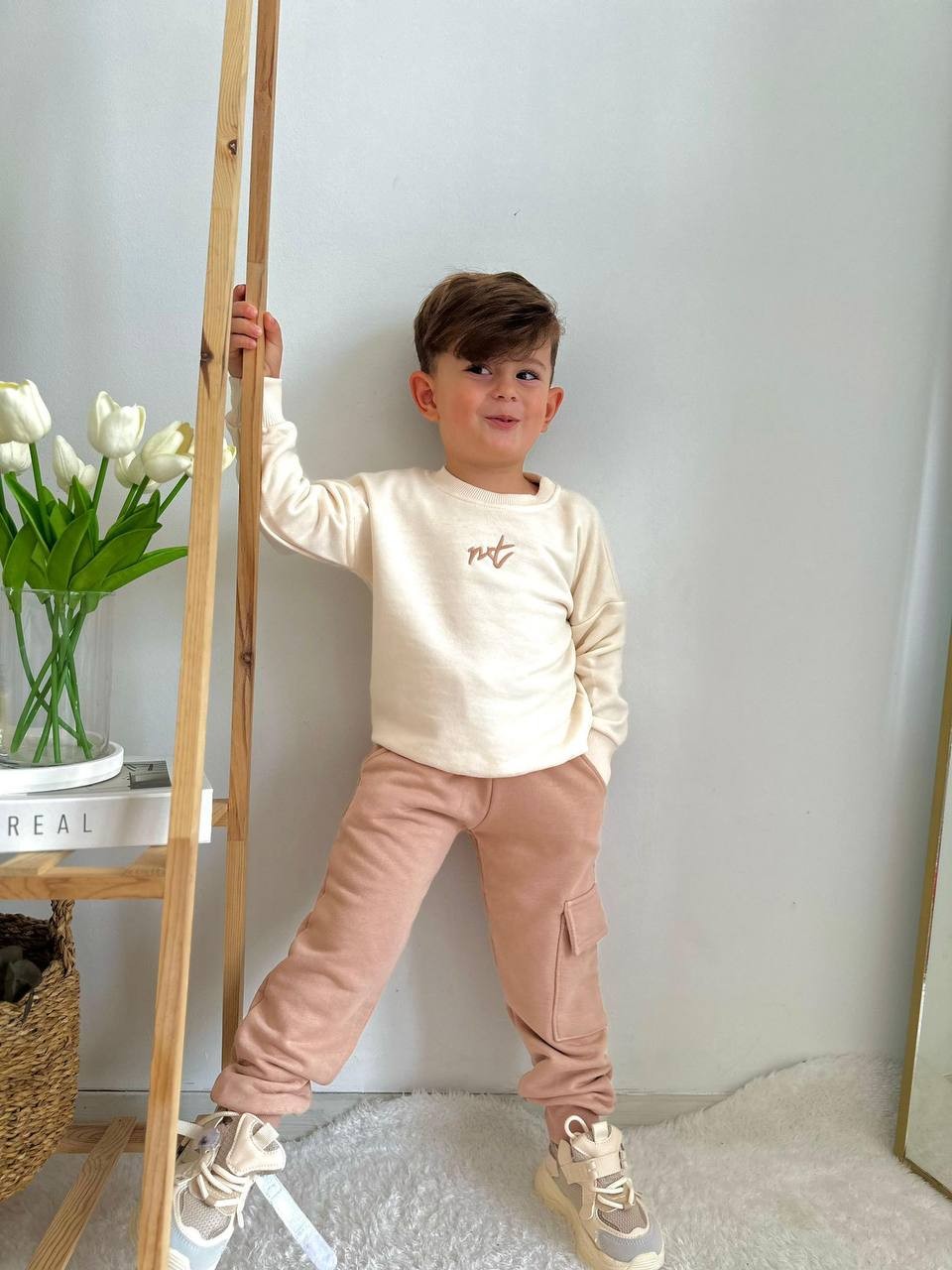 Krem Nxt 3 İplik Sweatshirt ve Eşorfman Takım