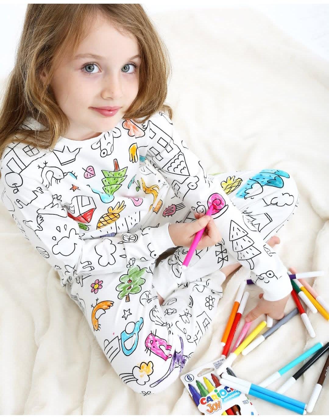 Boyanabilir Unisex Pijama Takımı+Kalem Seti Hediyeli