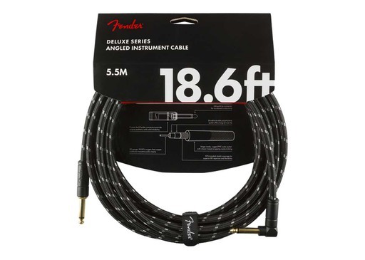 FENDER DELUXE SERİES INSTRUMENT CABLE 18.6' STRAİGHT/ANGLE - BLACK TWEET