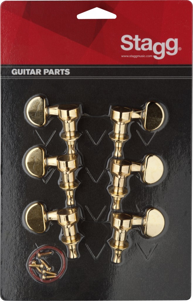 ELEKTRO GİTAR VE AKUSTİK GİTAR İÇİN 3R+3L GOLD BURGU TAKIMI STAGG KG395GD