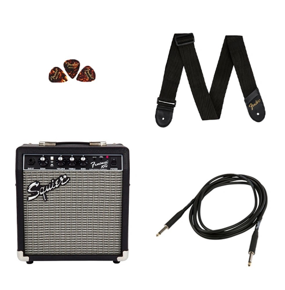 Squier Sonic Stratocaster Black Frontman 10G Amfi Elektro Gitar Seti