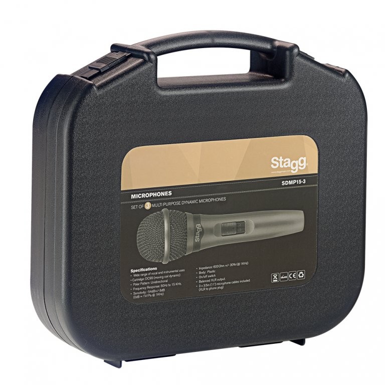 STAGG MİKROFON 3'LÜ PAKET SDMP15−3