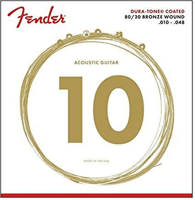 Fender Dura-Tone Coated 80/20 Acoustic Guitar Strings Ball End 880XL Gauges .010-.048 String Sets - Akustik Gitar Teli