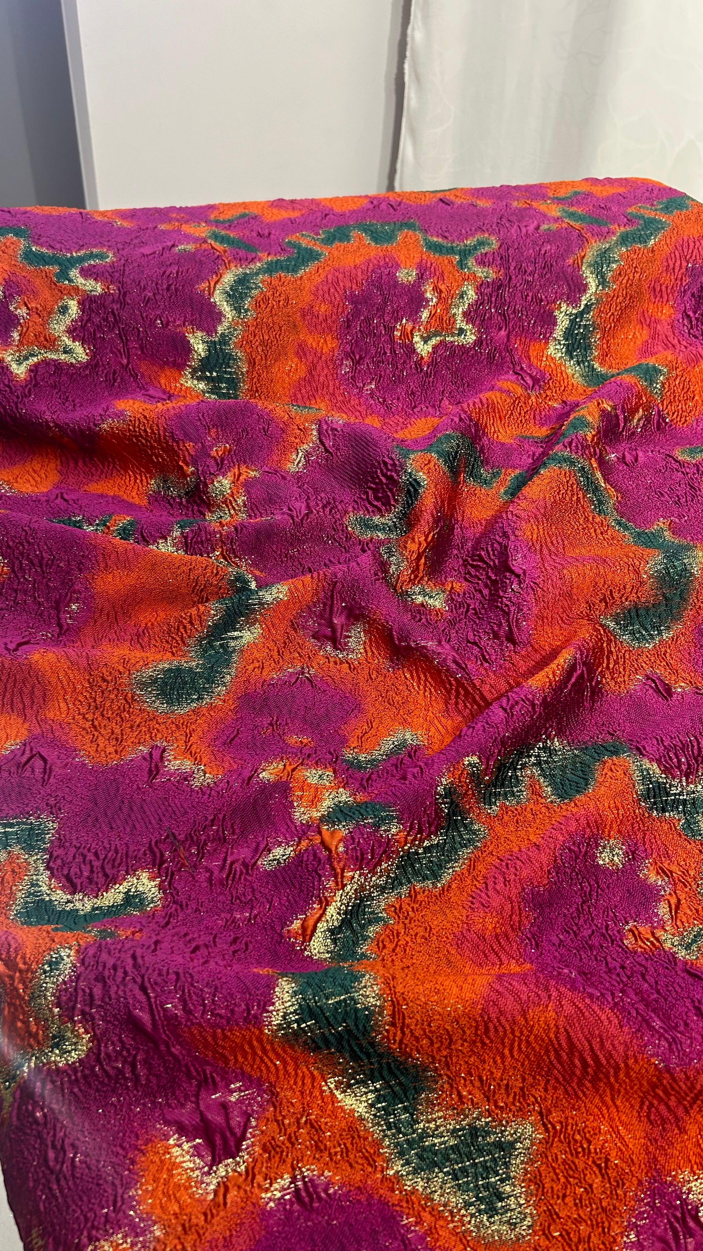 Batik Brokar Simli Abiye Elbise Kumaşı - 7234-4