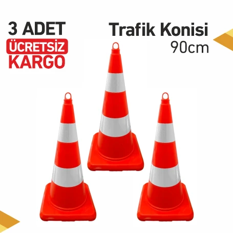 Trafik Konisi 90cm 3 Adet