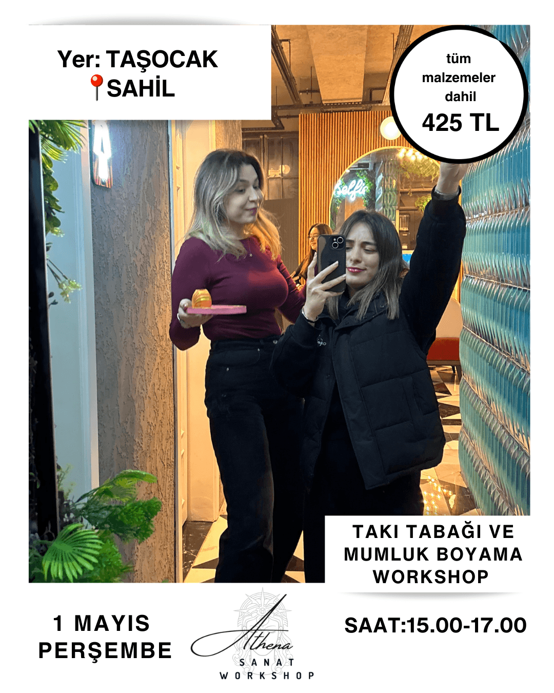 1 Mayıs Perşembe Takı Tabağı ve Mumluk Boyama Workshop