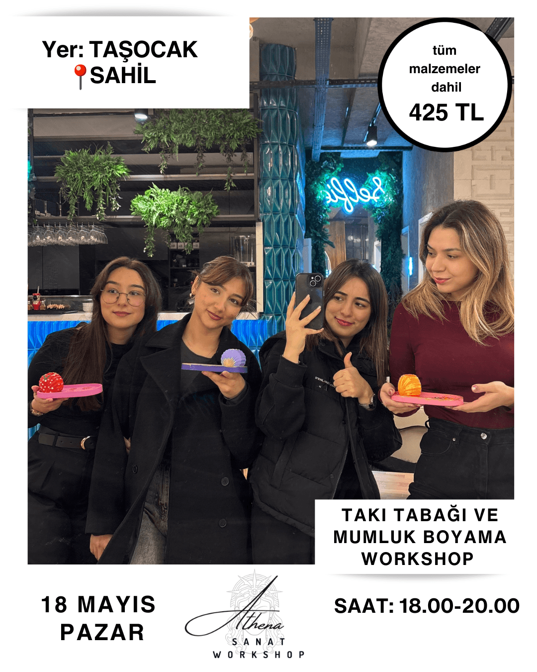 18 Mayıs Pazar Takı Tabağı ve Mumluk Boyama Workshop