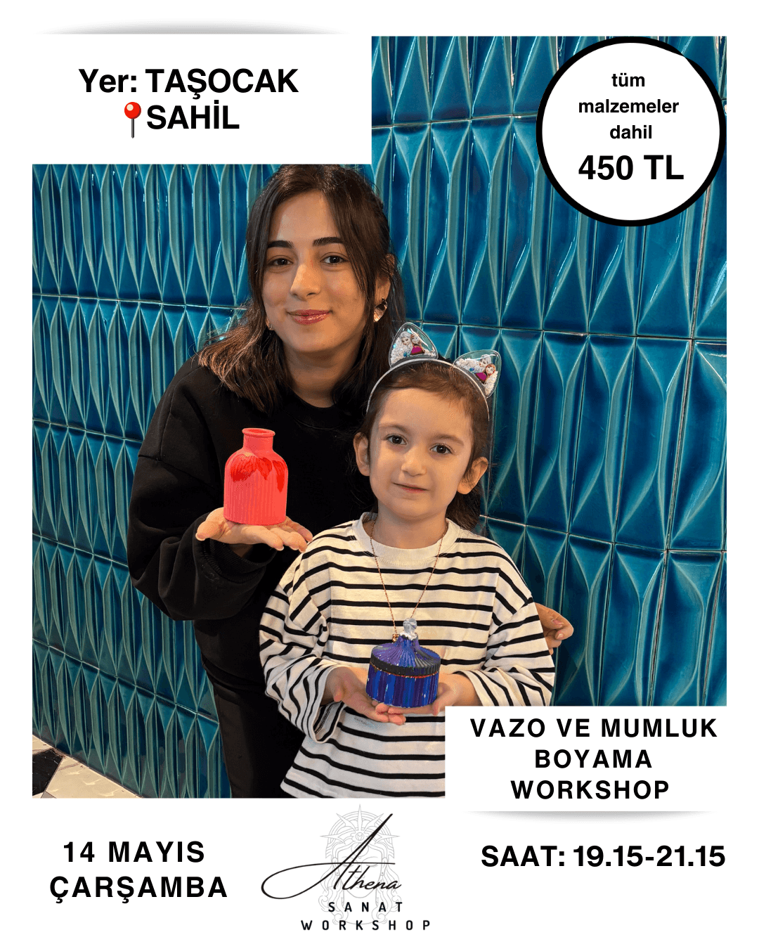 14 Mayıs Çarşamba Vazo ve Takı Kutusu Boyama Workshop