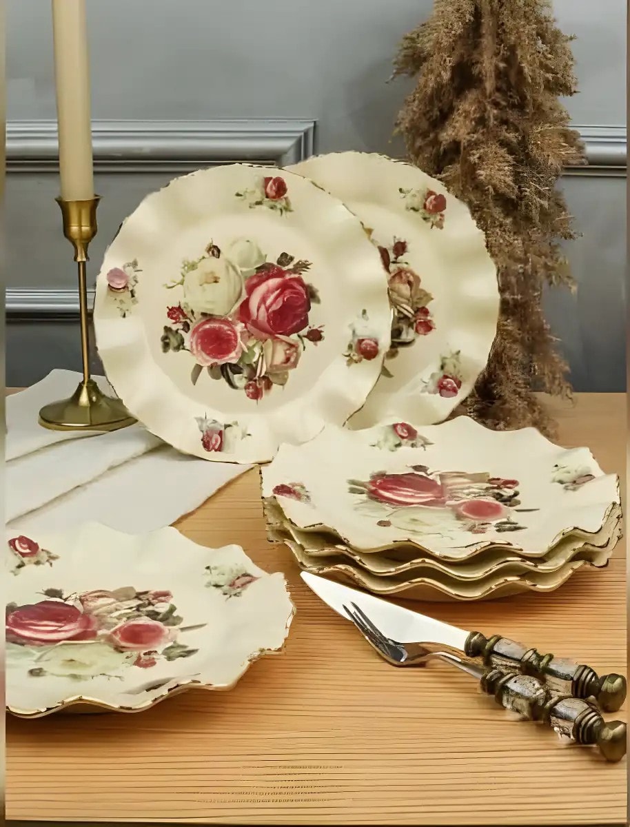 ROSE 6'LI PASTA TABAK 21 CM