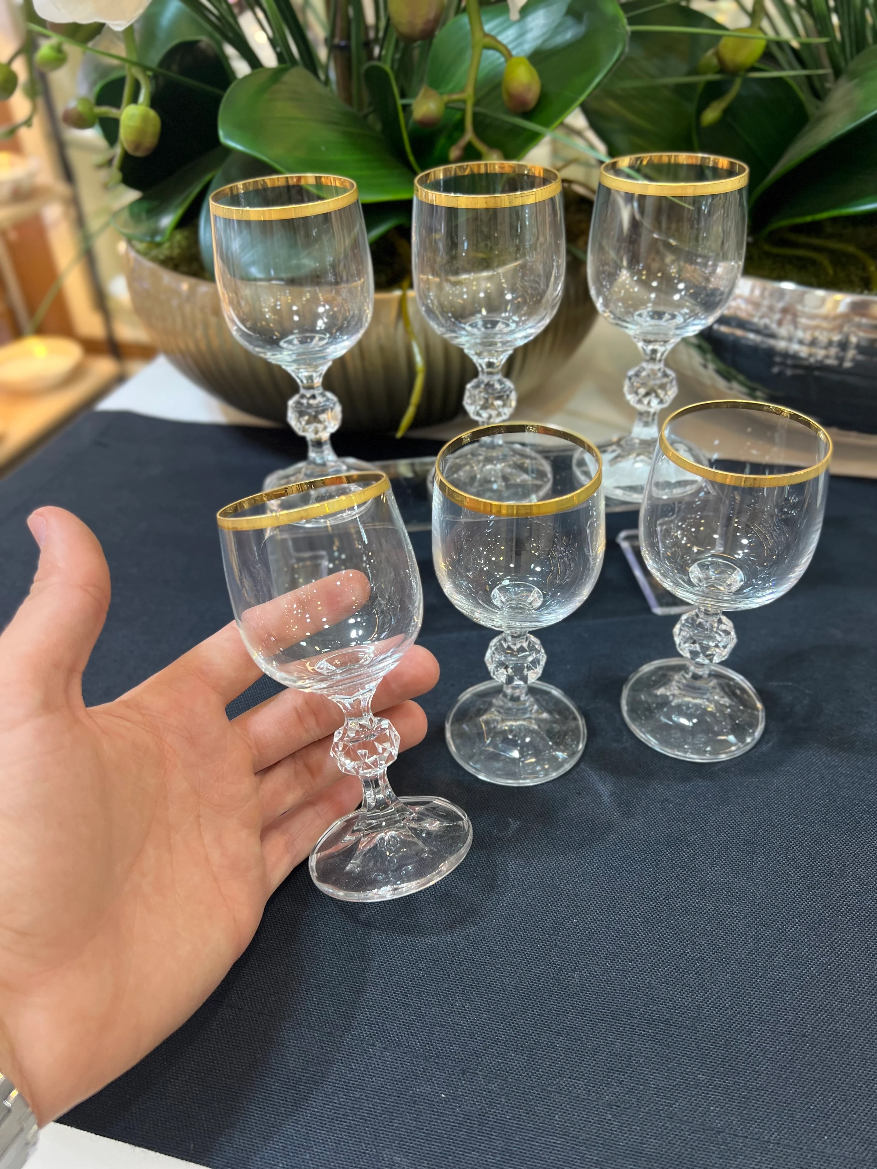 Kristal 6'lı Kahve Yanı Bardak Yaldız 90ml