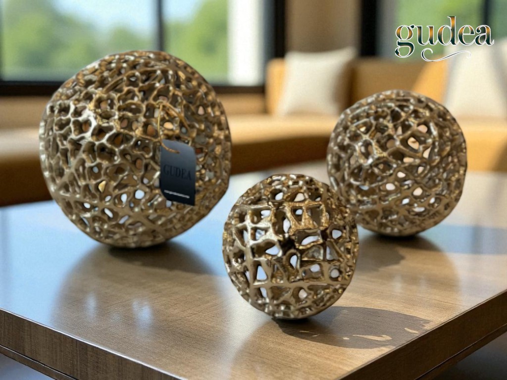 3'lü Döküm Dekoratif Top Gold 10-15-21cm
